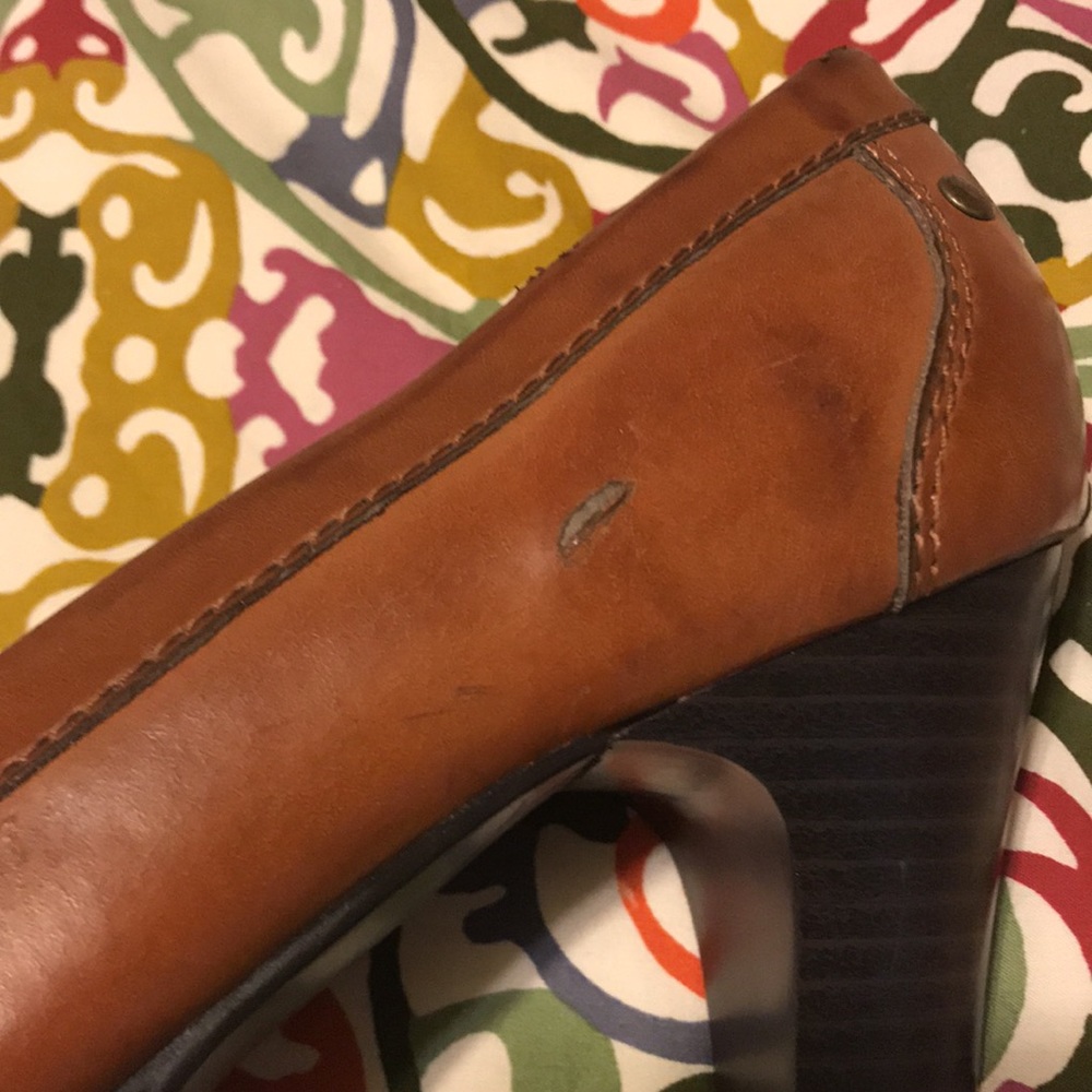 Brown Buckle Stacked High Heels - Picture 9 of 9
